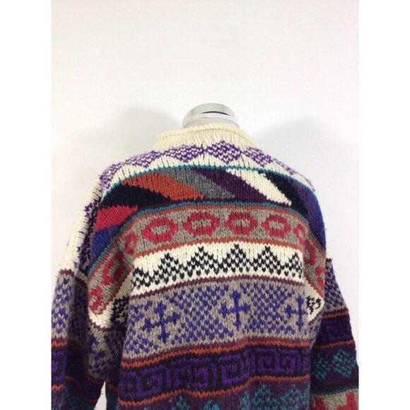 Rey Wear Vintage Aztec Wool Sweater Made Ecuador Mens Large - Picture 4 of 7